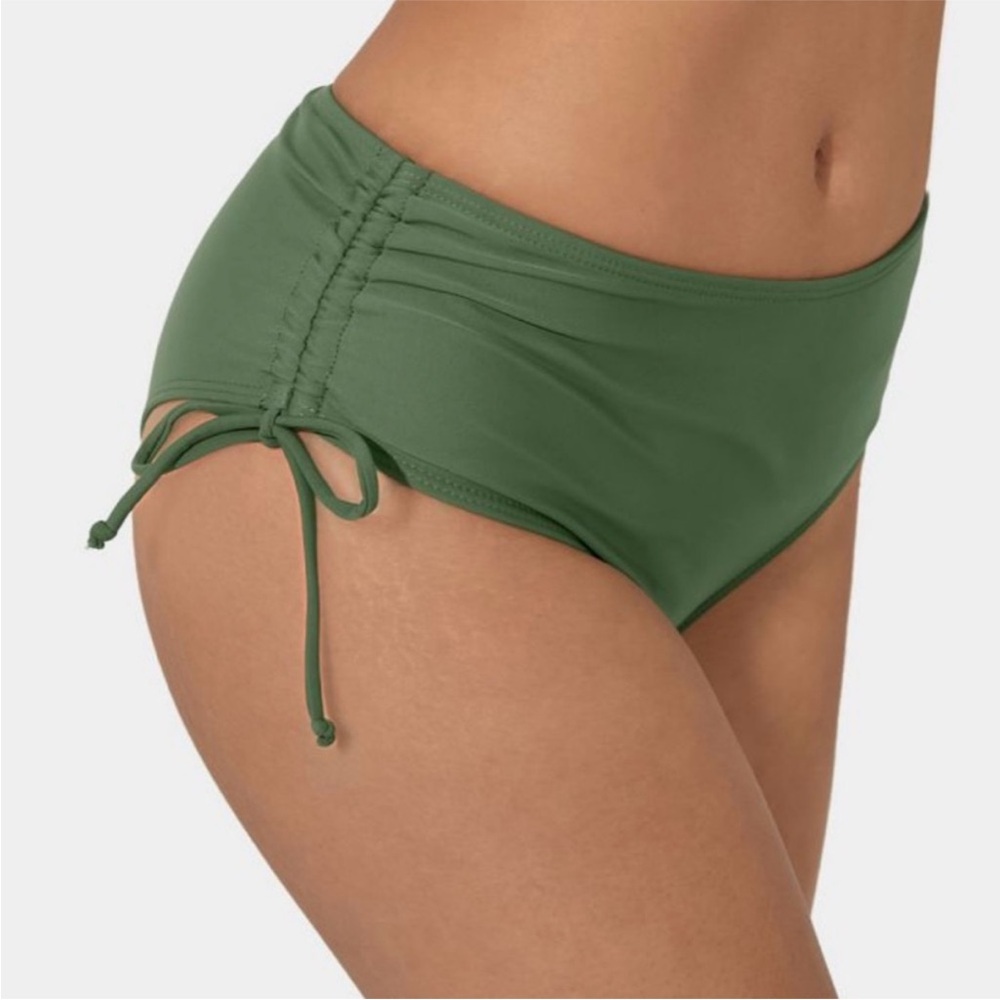 NWT Halara Olive Green Twist-Front Bikini Top with Tie-Side Bottoms - Picture 5 of 10